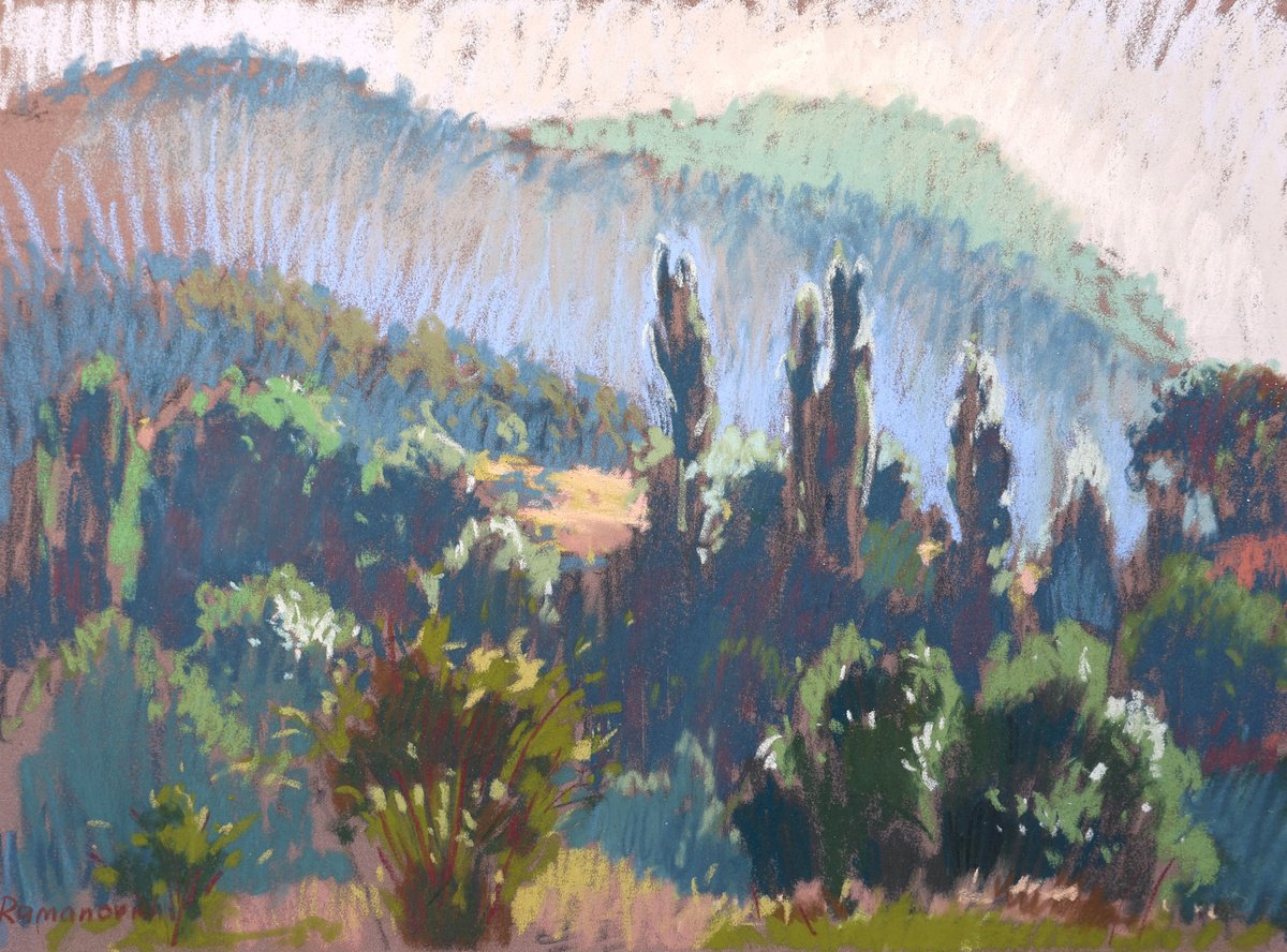 Impressionistic Pastel Drawing , Morning In The Pyrenees By Victoria Ramanovich, 15 X 11, Artwork For Sale On Artfinder