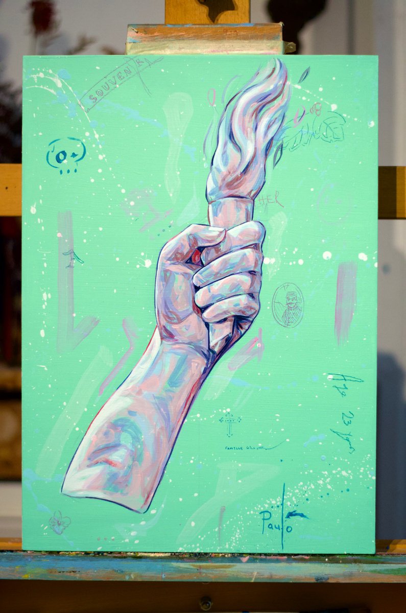 Expressive Still Life Acrylic Painting By Paul Ward, 12 X 17", La Fiamma (The Flame), Original Artwork