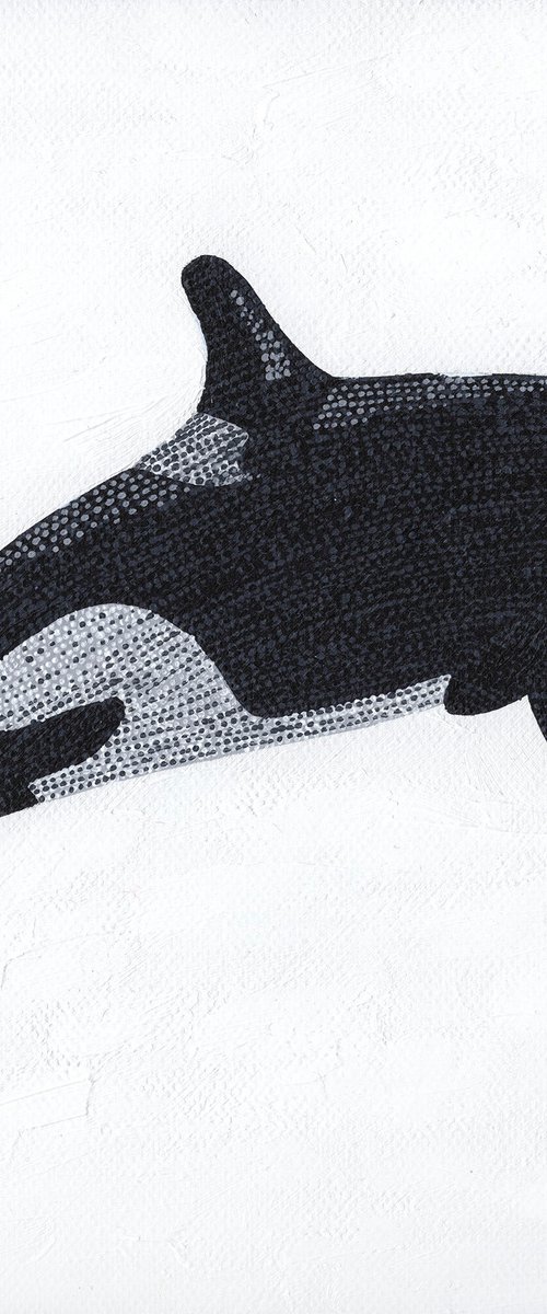 Orca - pointillism painting by Kelsey Emblow