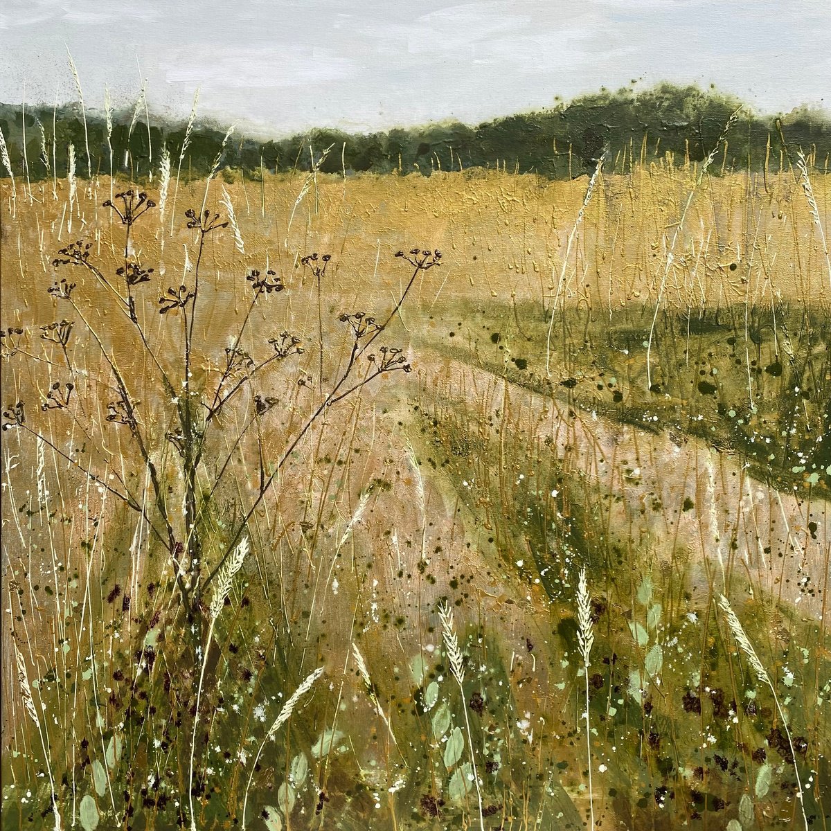 Impressionistic Landscape Painting By Elizabeth Westcott, 36 X 36, Far Away Places, Original Artwork