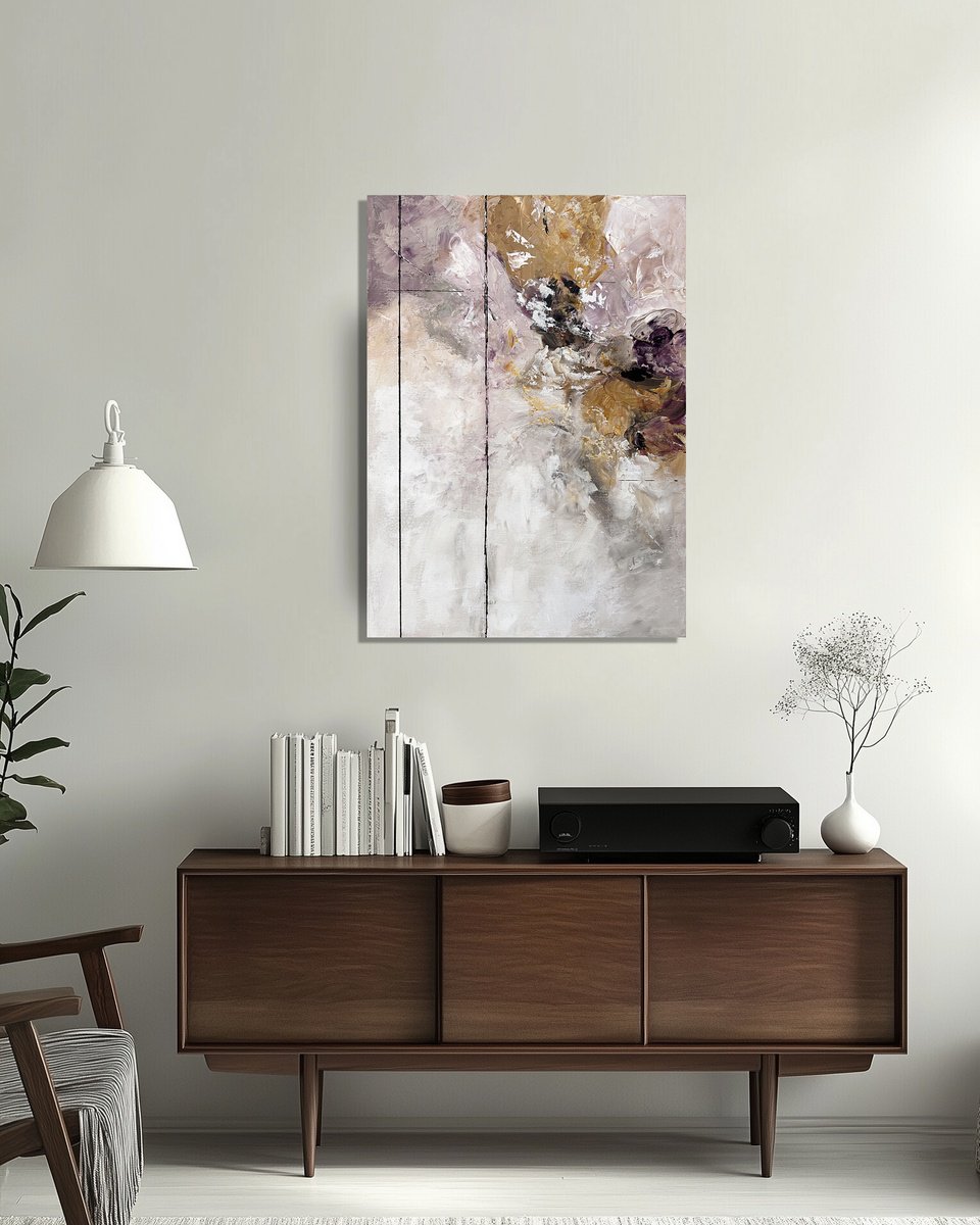 Expressive Botanical Acrylic Painting By Tatiana Malinovscaia, 20 X 28", Blooming Reverie, Original Artwork