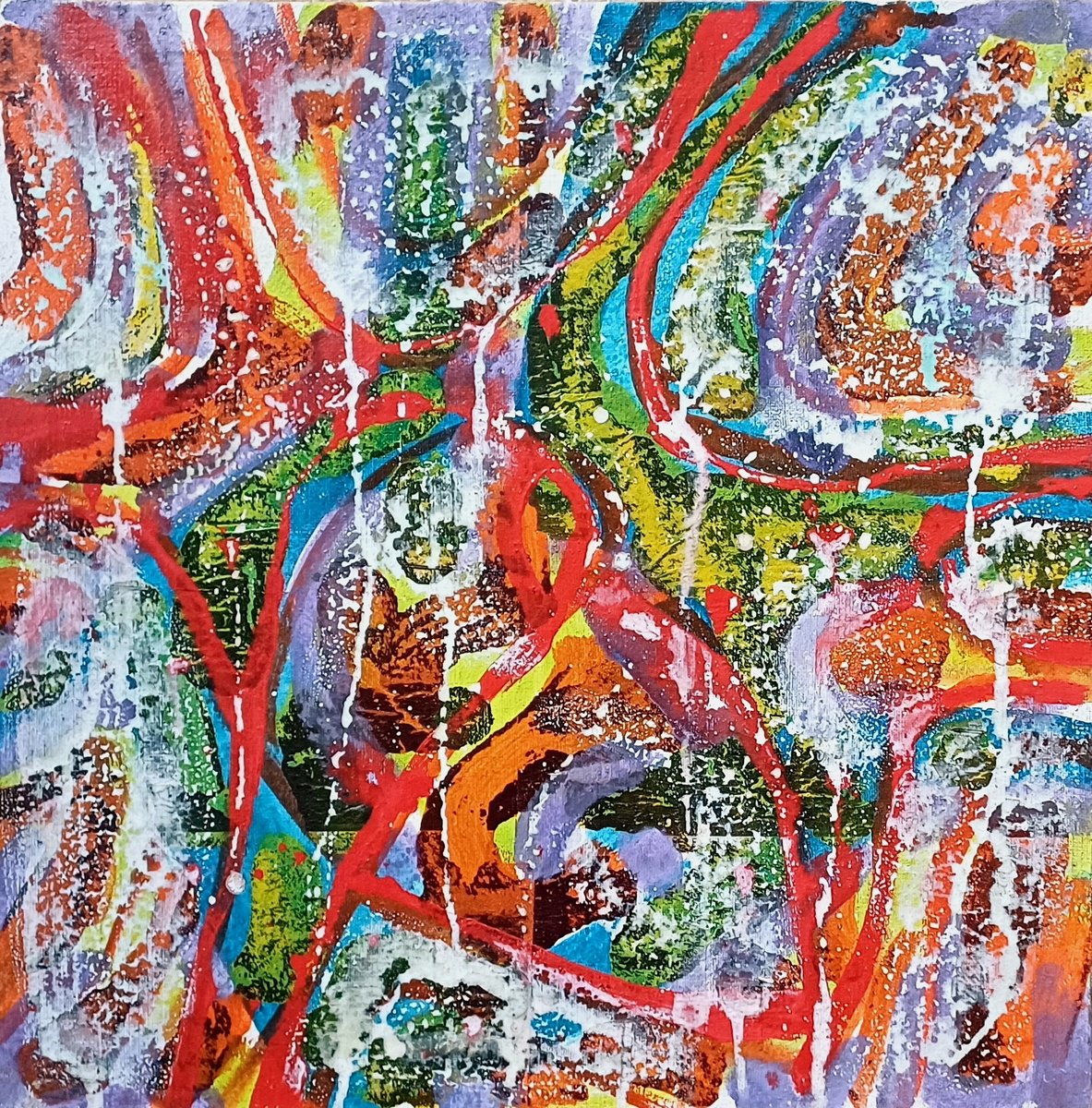 Abstract Acrylic Painting By Stanislav Bojankov, 16 X 16", Heart-Xii, Original Artwork