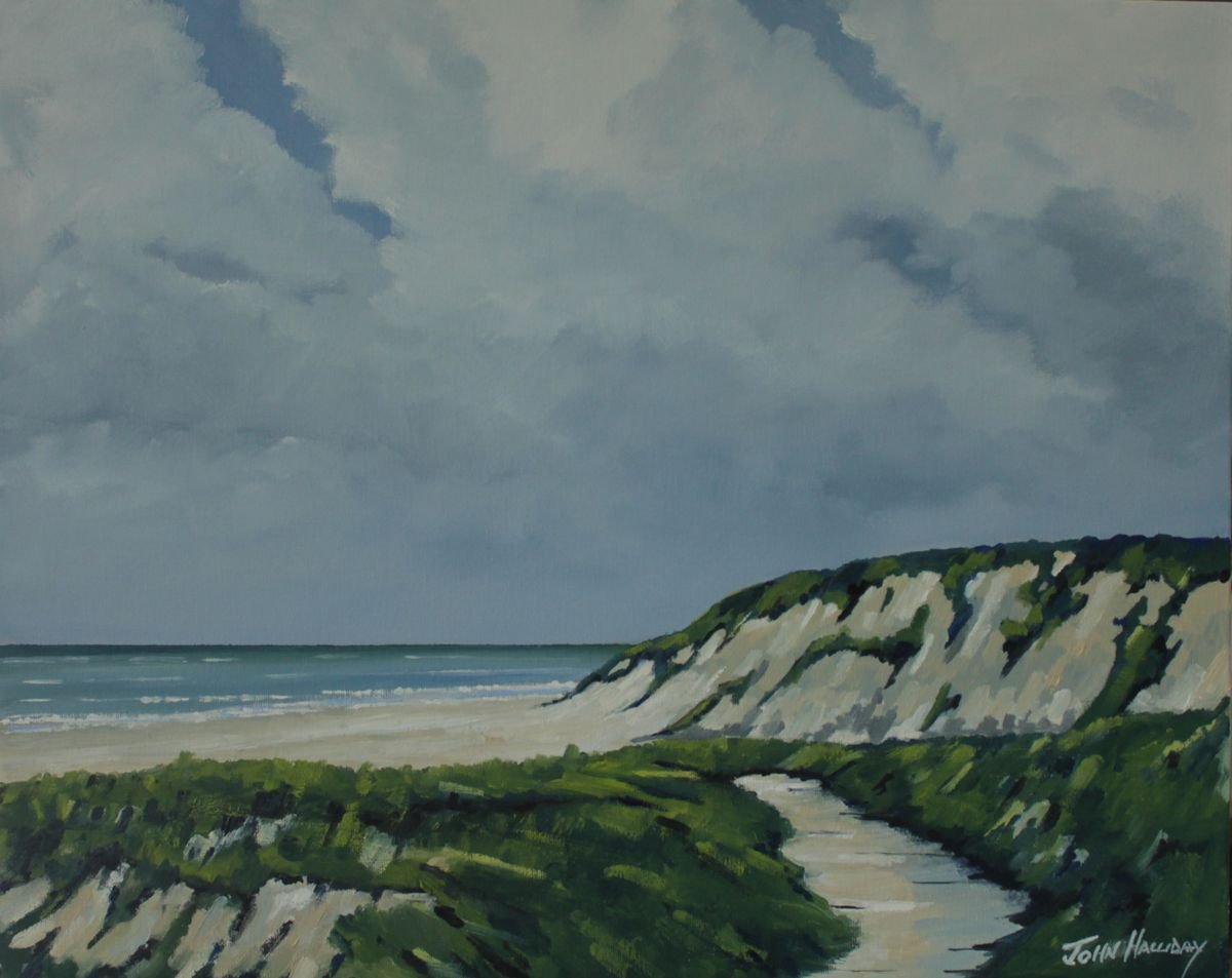 Impressionistic Landscape Oil Painting By John Halliday, 20 X 16, Through The Dunes, Original Artwork