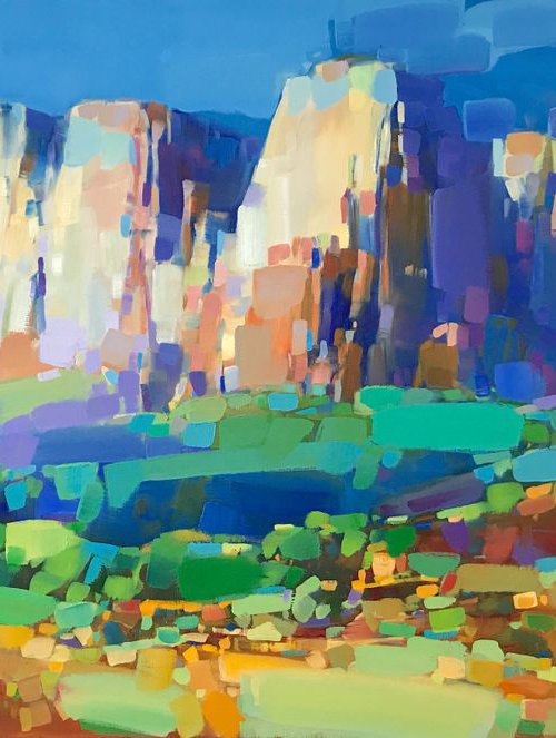 Canyon Rock, Handmade oil painting One of a kind Signed Large Size Painting by Vahe Yeremyan