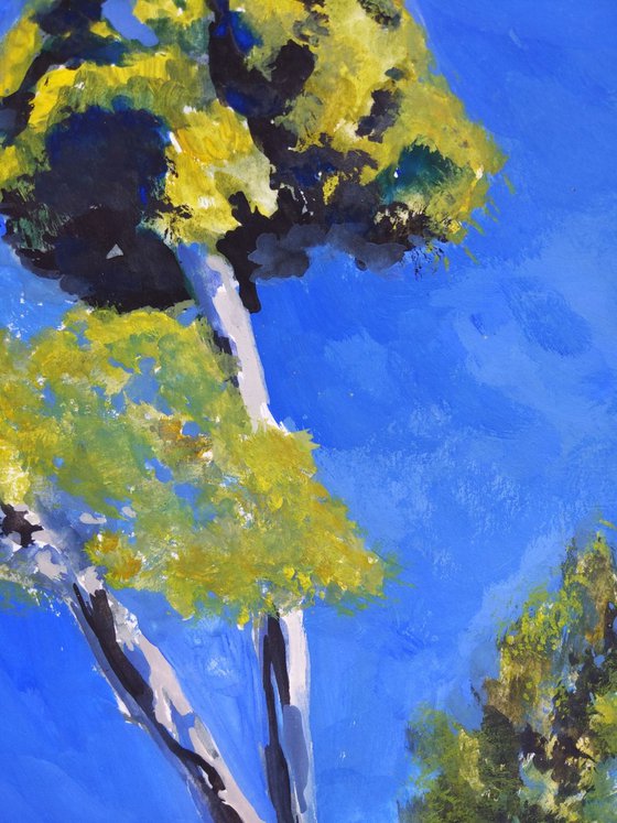 Pines of Corfu island - Greece - original watercolor painting - pine trees
