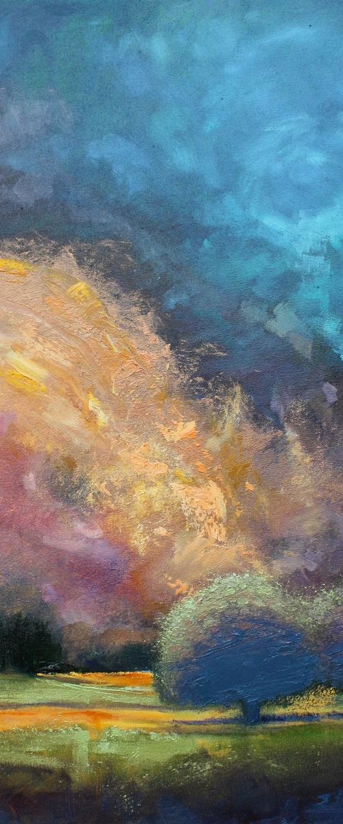 Blue Trees Fire Sky by Simon Jones