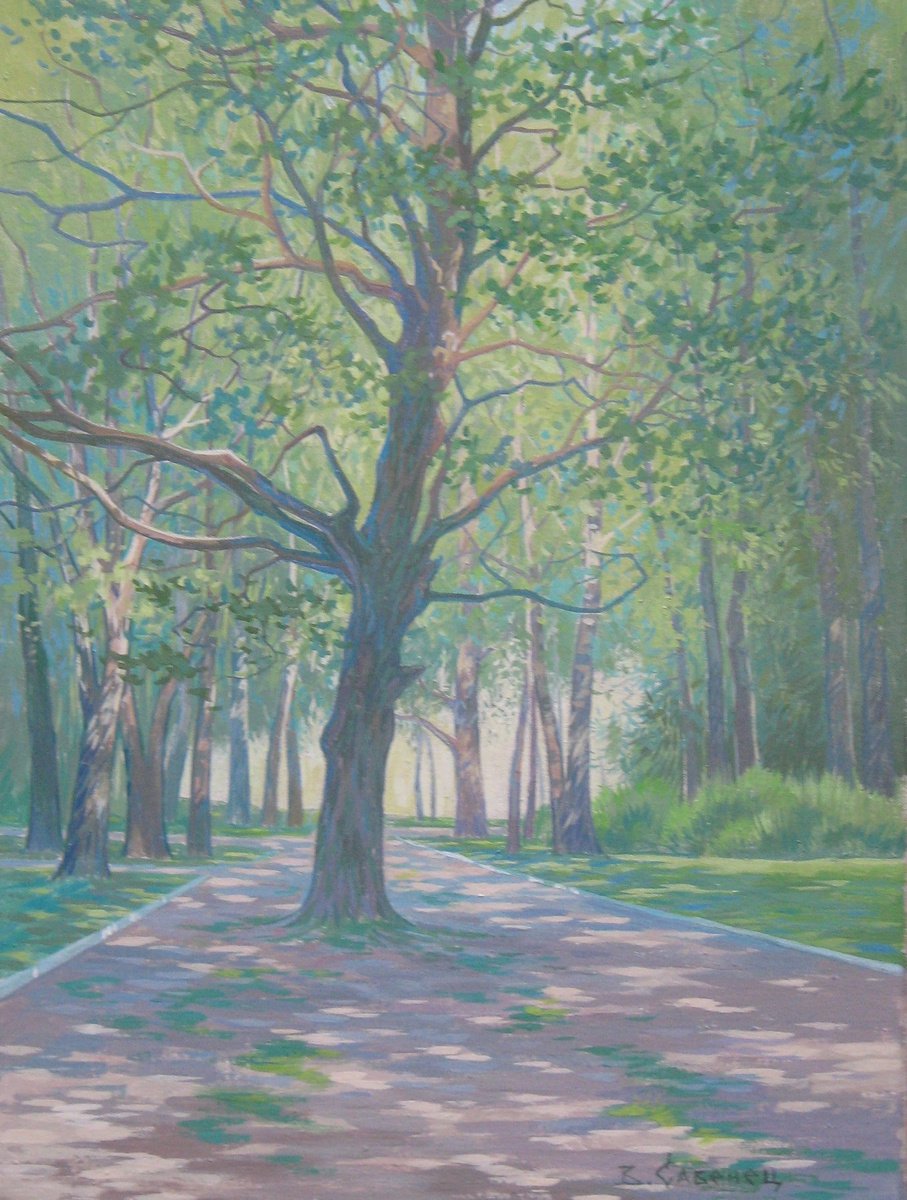 Impressionistic Landscape Acrylic Painting By Valeriy Savenets-1, 12 X 16", Oak, Original Artwork