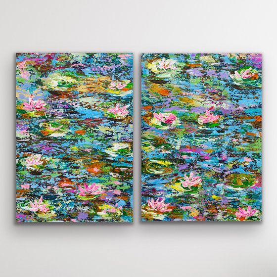 Nympheas - Water Garden Diptych - Work on Paper