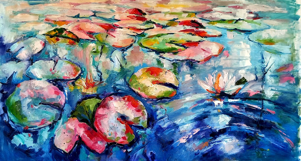 Colorful water lilies /100 x 50 cm by Kovcs Anna Brigitta