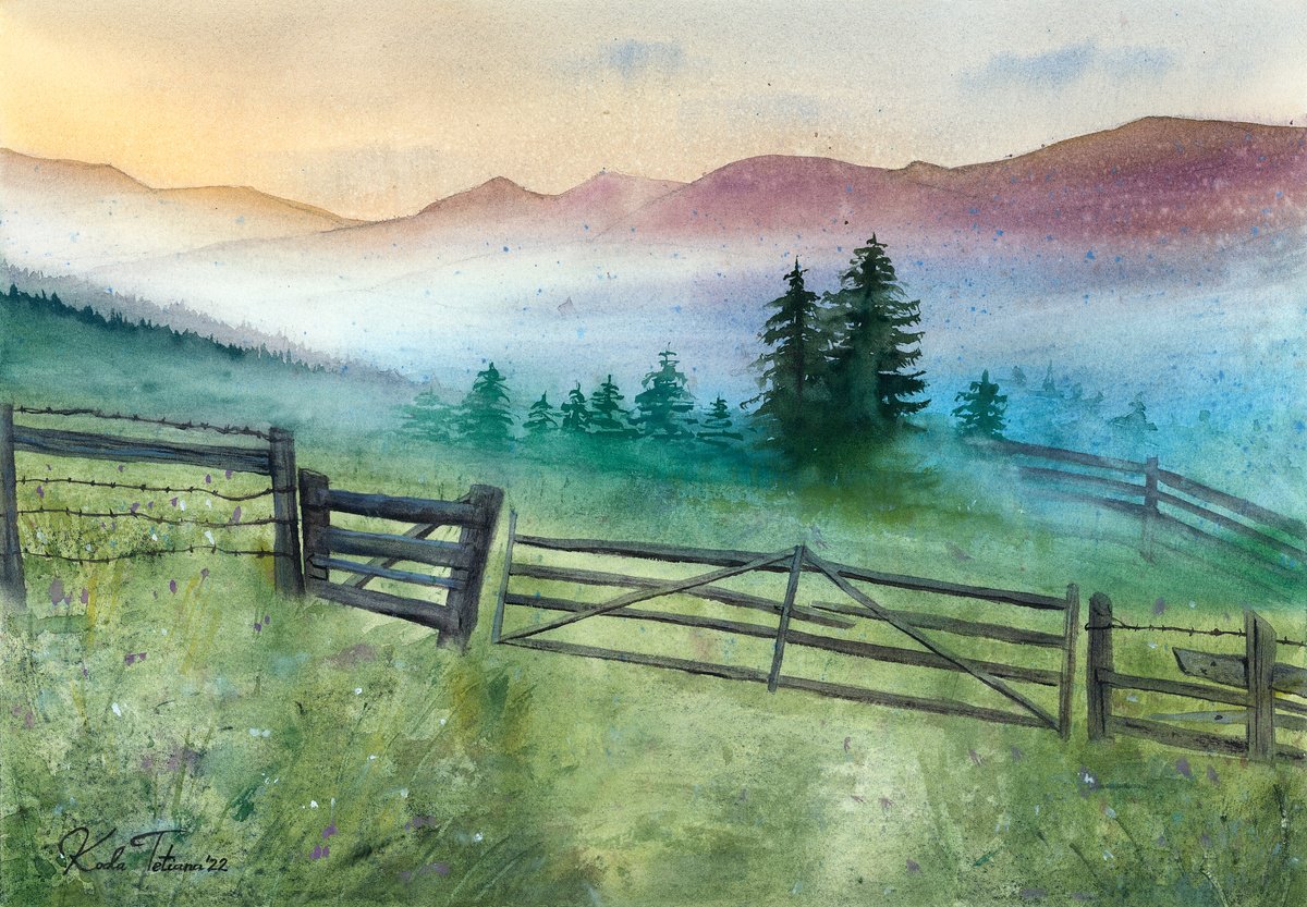 Expressive Landscape Watercolour By Tetiana Koda, 17 X 12", Carpathians, Original Artwork