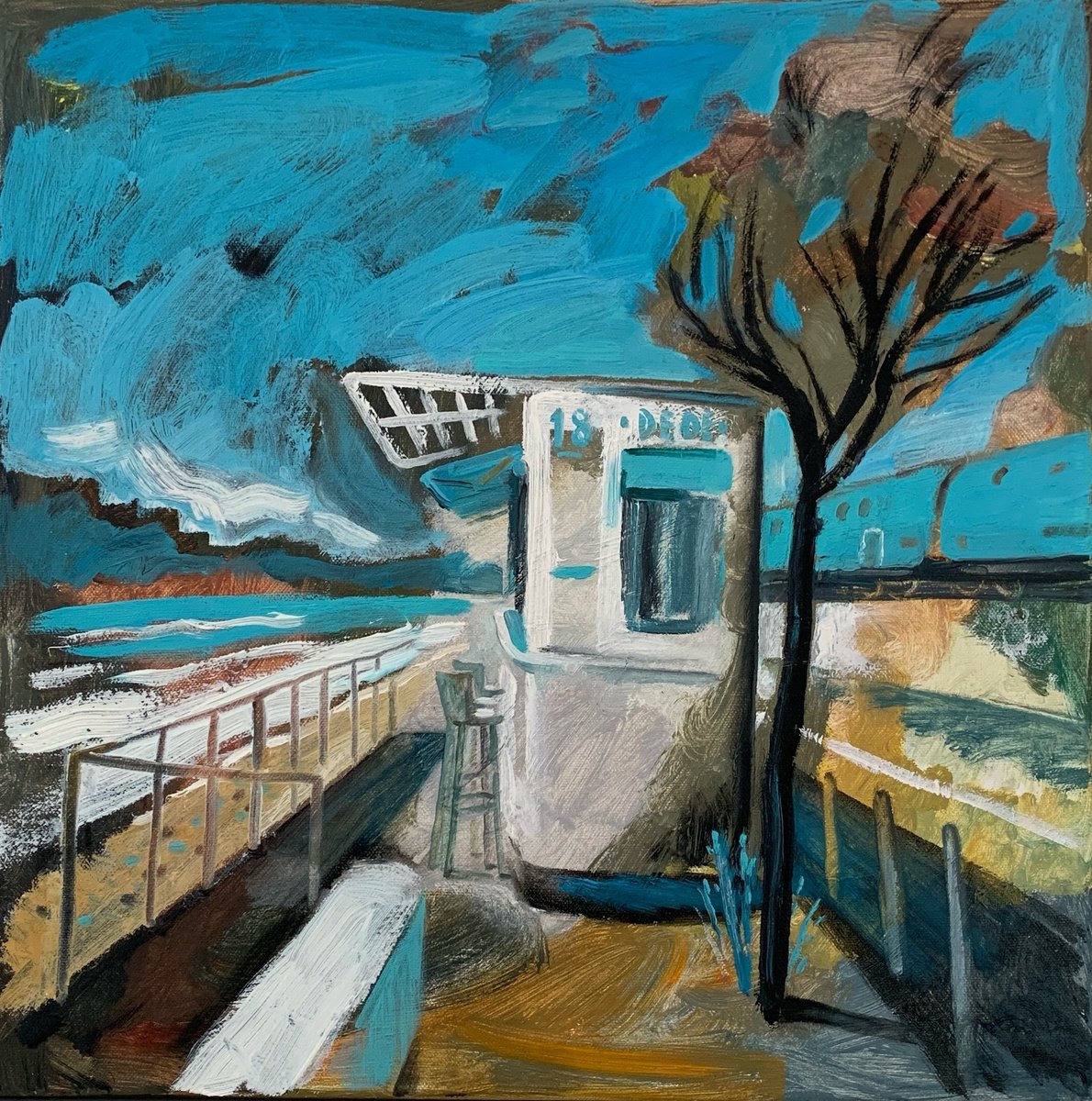 French Riviera. Seaside Kiosk By Natalia Matveeva, 16 X 16, Artwork For Sale On Artfinder