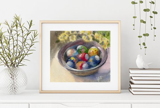 Easter eggs and a willow twig