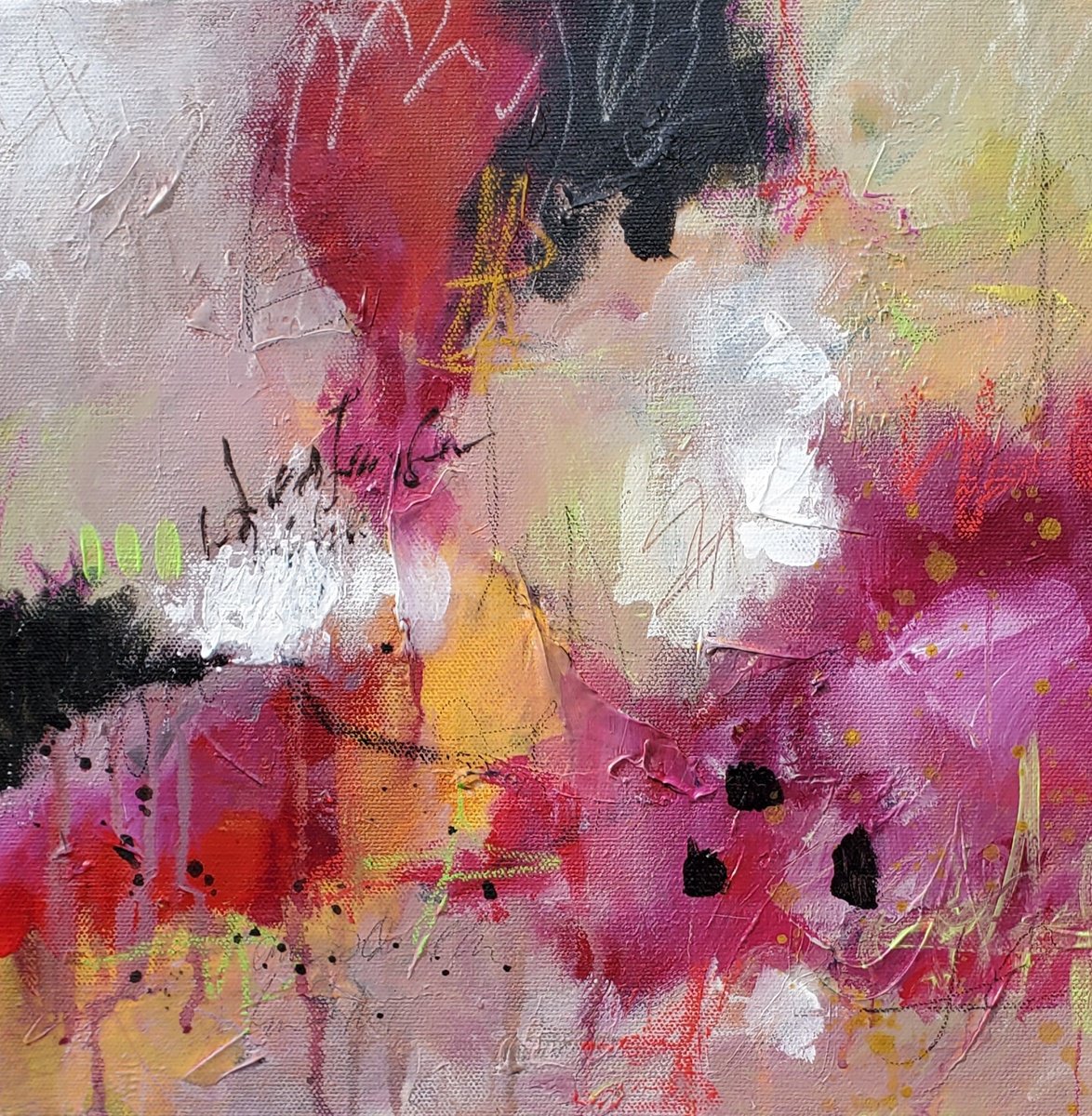 Abstract Acrylic Painting By Niyati Jiwani, 12 X 12", Marsh Mellow, Original Artwork