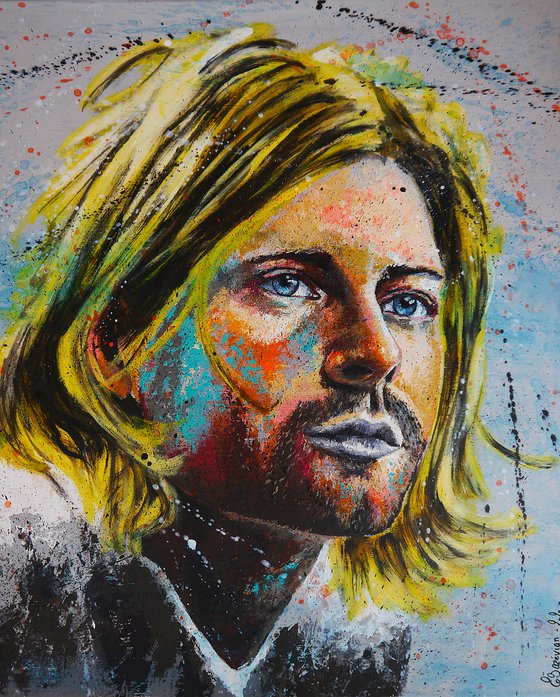 Portrait Kurt Cobain Celebrity POP Nirvana