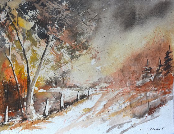 Autumnal path  watercolour