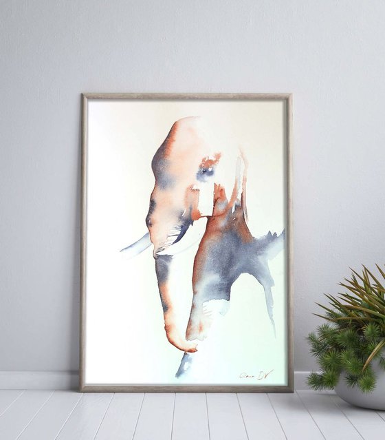 Elephant in blue and copper