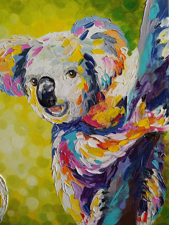 Relaxation - oil painting, Australia, koala, koala oil painting, animals, koala art, animals oil painting