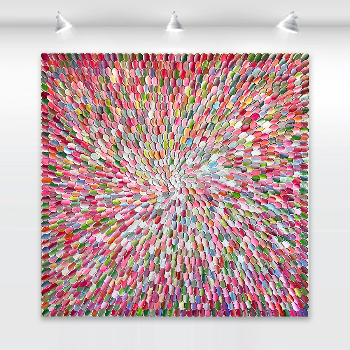 Organic Abstract Acrylic Painting By Tatiana Georgieva, 36 X 36", Reaching Out In Bloom, Original Artwork