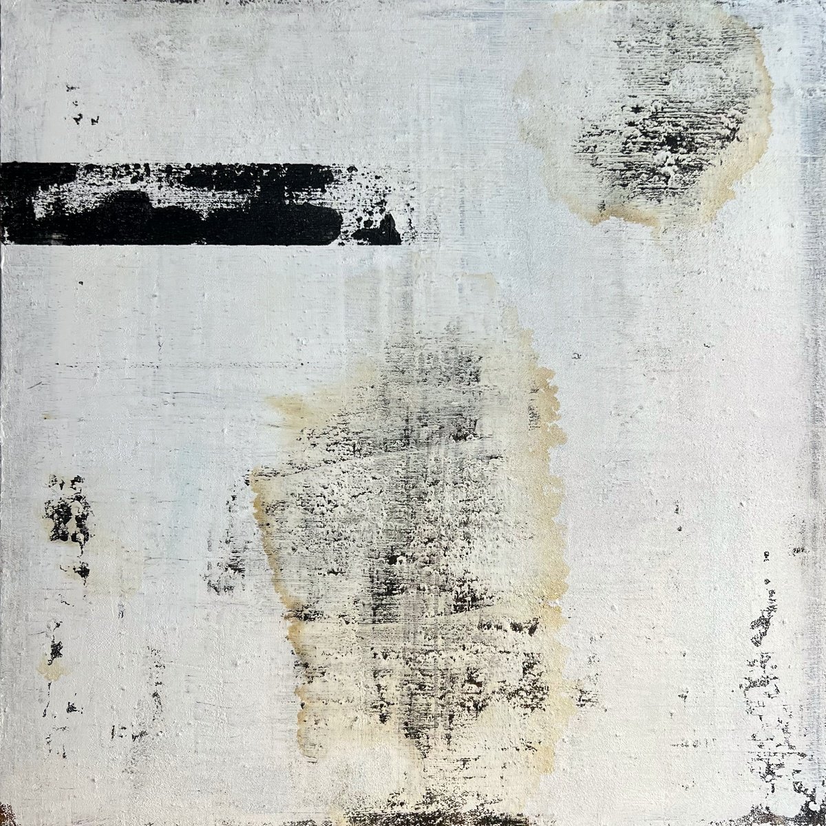 Abstract Painting By Sergio Aranda, 20 X 20", Monochrome Memory, Original Artwork