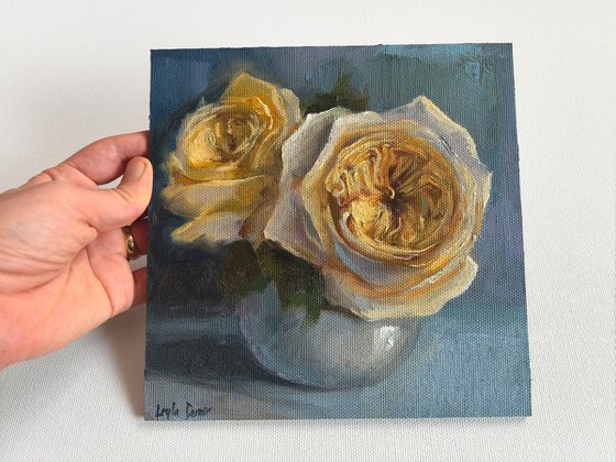 White roses still life