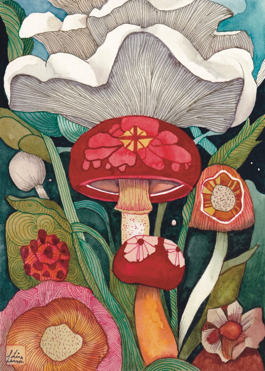 Surrealistic Botanical Watercolour By Lisa Lennon, 6 X 8", Wondrous Places 4, Original Artwork