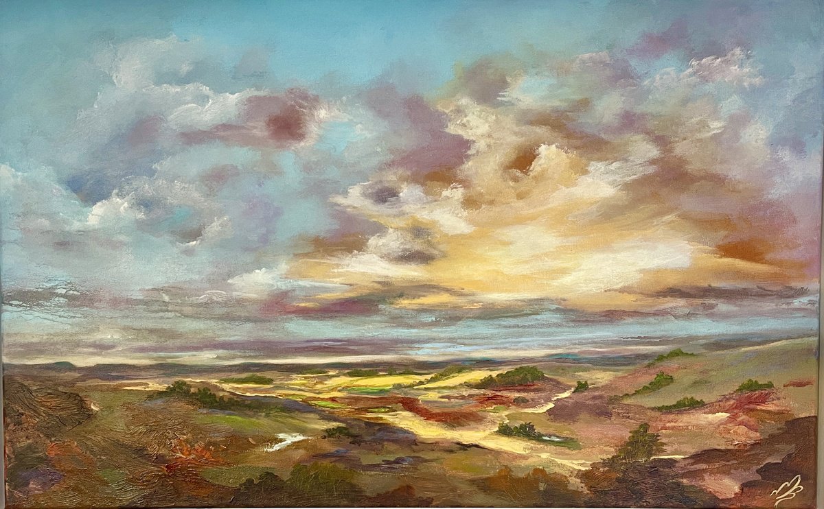 Abstract Landscape Acrylic Painting By Marja Brown, 33 X 21", Newforest View, Original Artwork