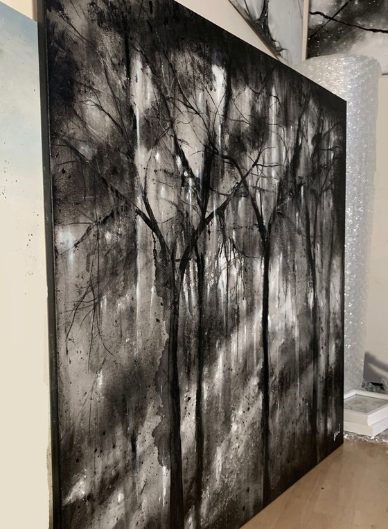 Black Abstract Forest XL Large