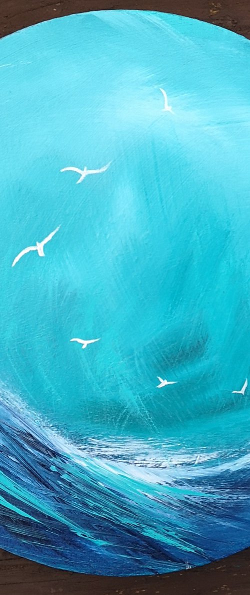 Circular Blue 3, energetic seascape by Mel Graham