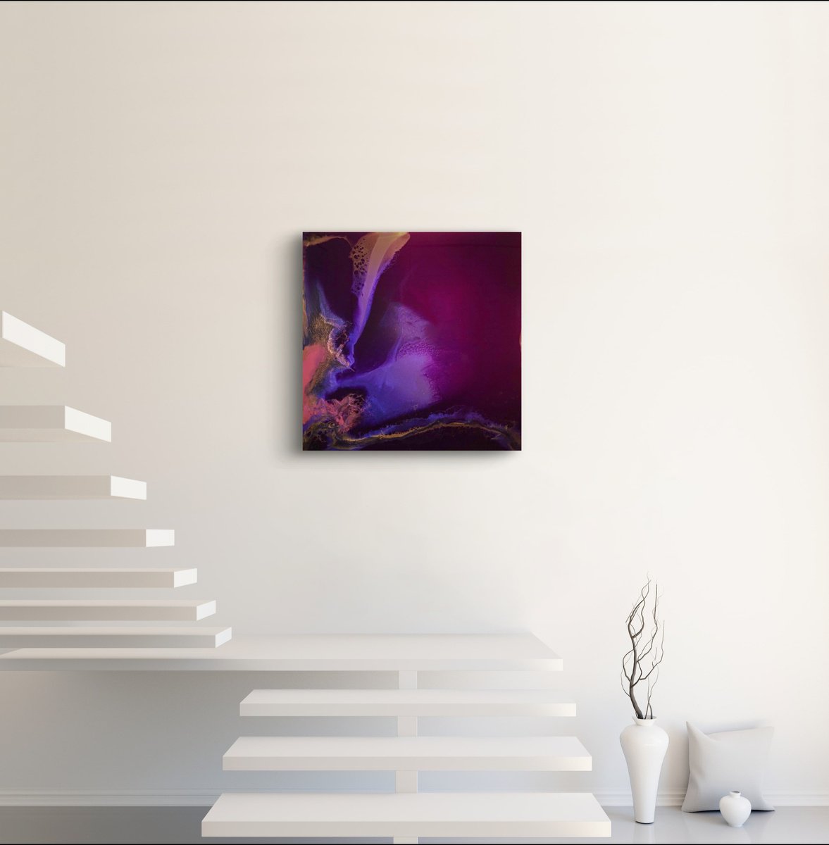 Organic Abstract Acrylic Painting By Ana Hefco, 24 X 24, Purple Dreams, Original Artwork