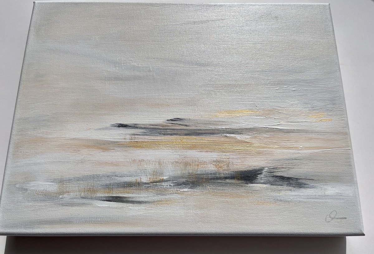 Organic Abstract Acrylic Painting By Maria Bevilacqua-Fischer, 16 X 12", Serenity I, Original Artwork