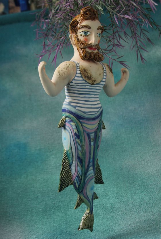 Hipster Merman,  Wall sculpture by Elya Yalonetski.