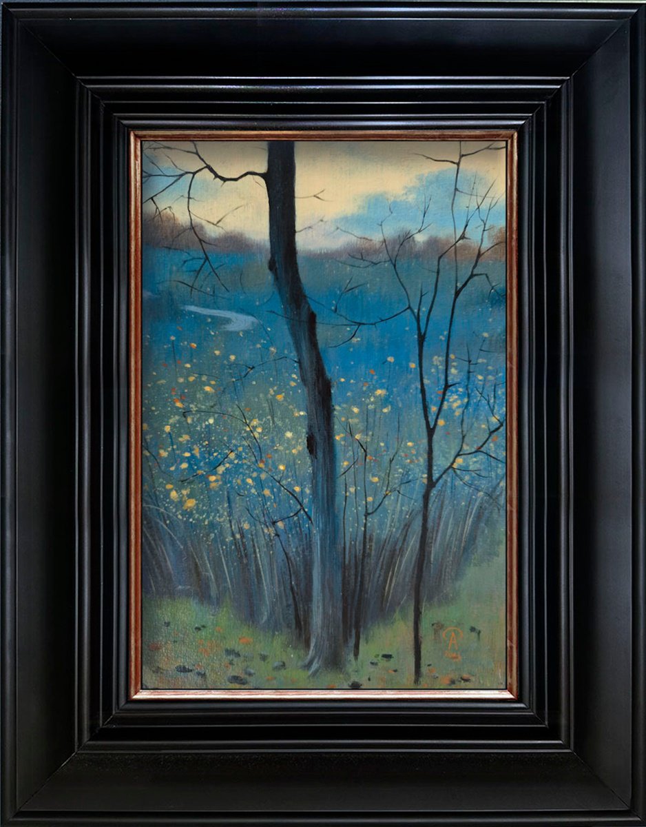 Landscape Acrylic Painting By Ayna Paisley, 13 X 17, Branches Await Blossoms, Original Artwork