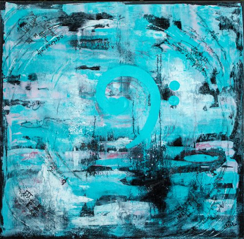 Big size abstract painting BASS CLEF by Mila Moroko