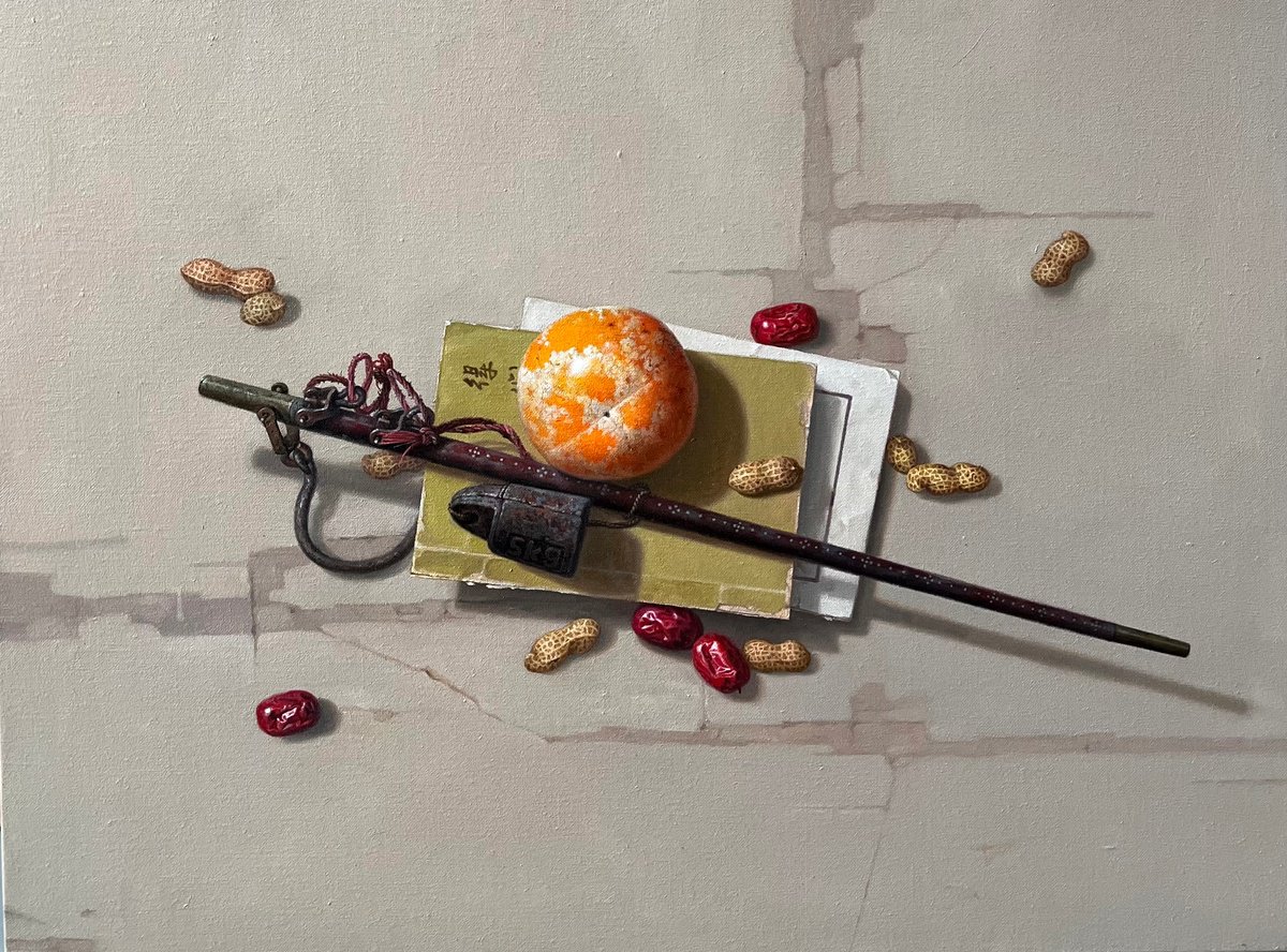 Photorealistic Oil Painting , Still Life:zen Art C216 By Kunlong Wang, 31 X 24, Artwork For Sale On Artfinder