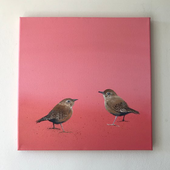 Two Little Wrens ~ on rose gold