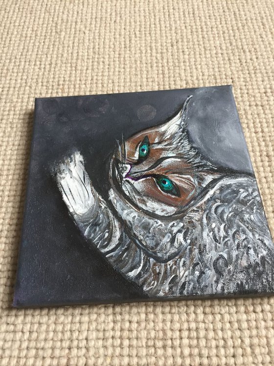 Cat Love Acrylic Art Small Paintings Gift Ideas Cat Portraits Animal Art Animal Portraits Beautiful Art For Sale Free Delivery