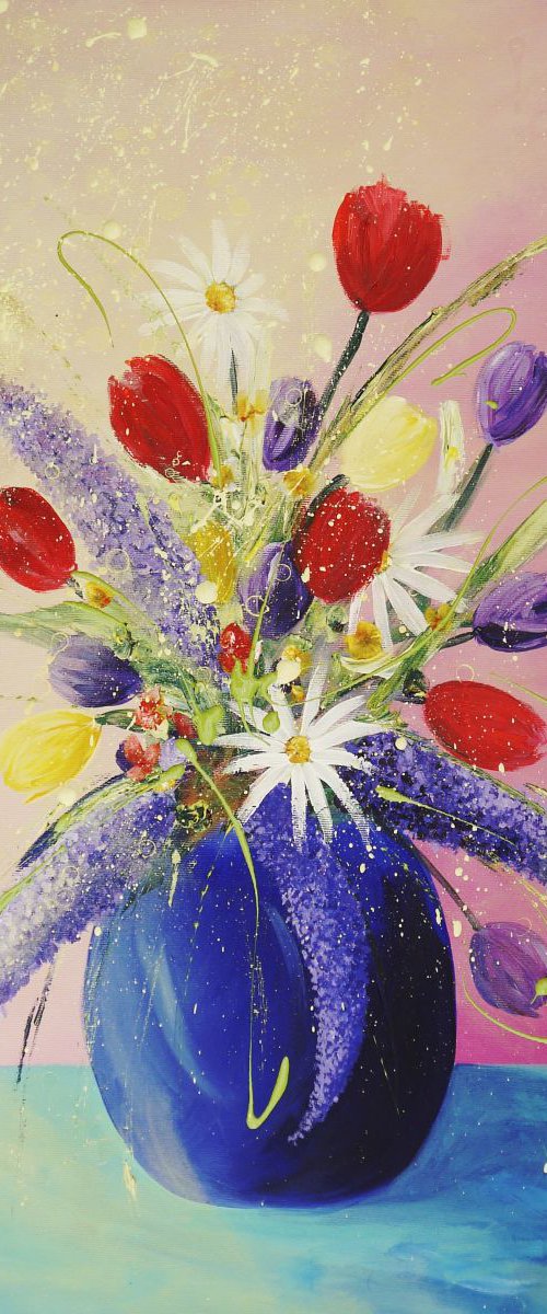The Blue vase with friends by Emma Sian Pritchard