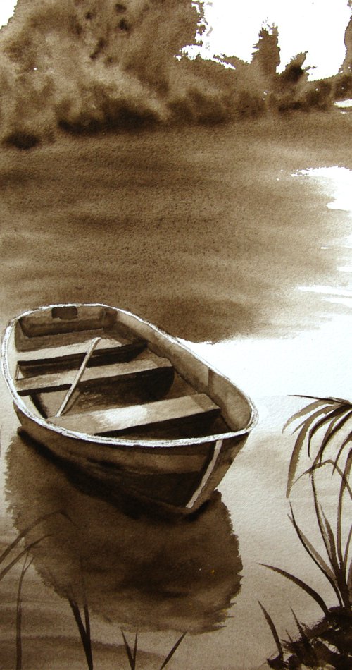 Boat in monochrome by Elena Gaivoronskaia