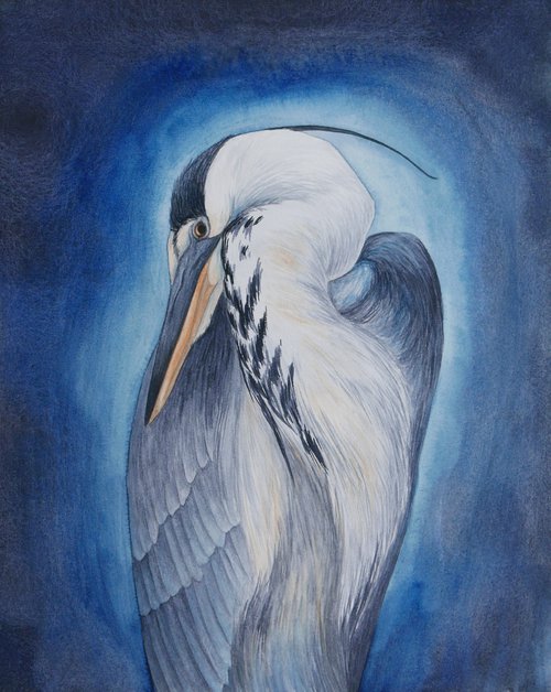 Heron in blue by Karina Danylchuk