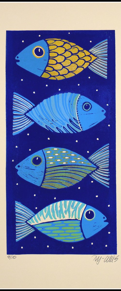 Happy fish no 9 by Mariann Johansen-Ellis