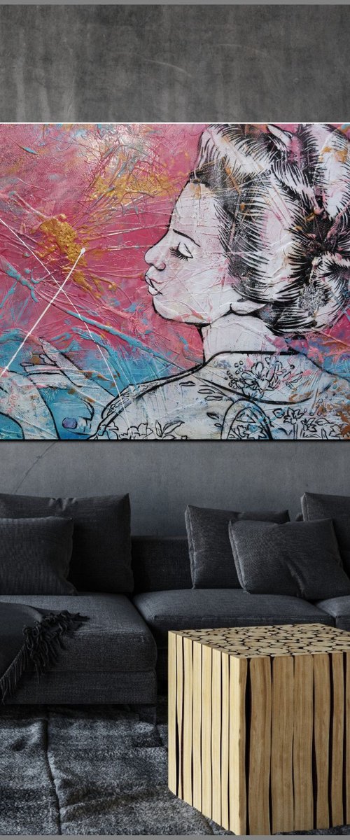 Musk Sunset 190cm x 100cm Geisha Textured Urban Pop Art by Franko
