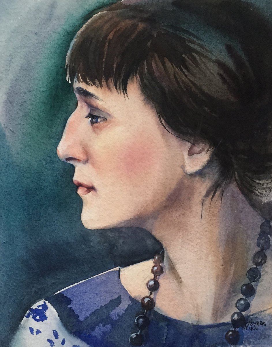 Female portrait. Portrait of the poetess Anna Akhmatova. by Natalia Veyner