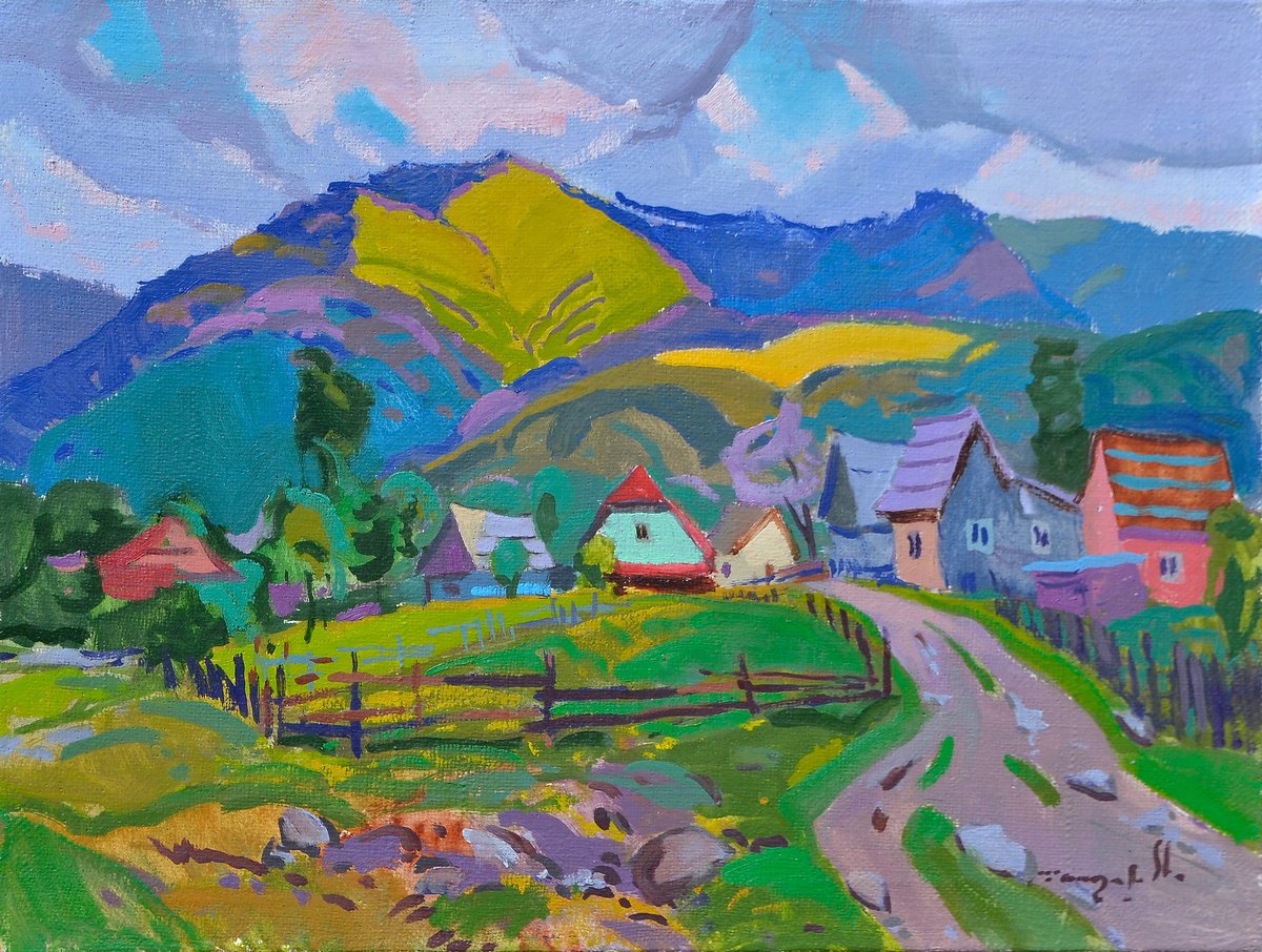 Impressionistic Landscape Oil Painting By Alexander Shandor, 31 X 24, Green Serenity, Original Artwork