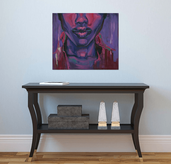 BELIEVER - African purple original painting on canvas