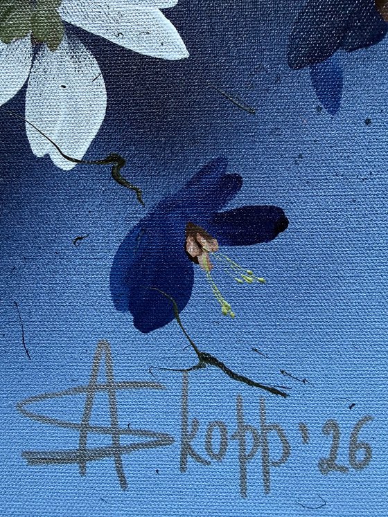 Pearl Roses in Blue Silence