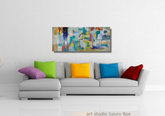 large paintings for living room/extra large painting/abstract Wall Art/original painting/painting on canvas 120x50-title-c757