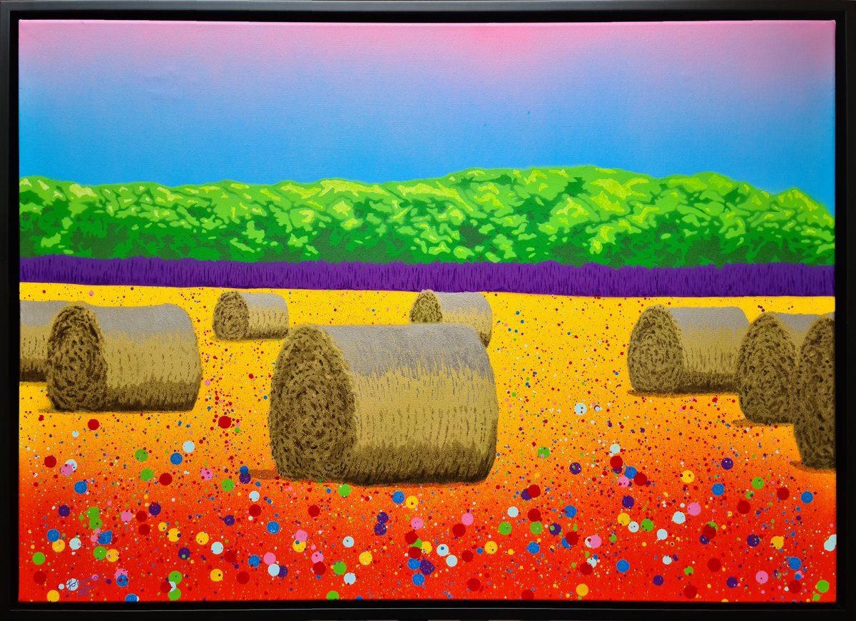 Urban And Pop Landscape Painting By Johnman, 29 X 21, The Ebb Of Summer, Original Artwork