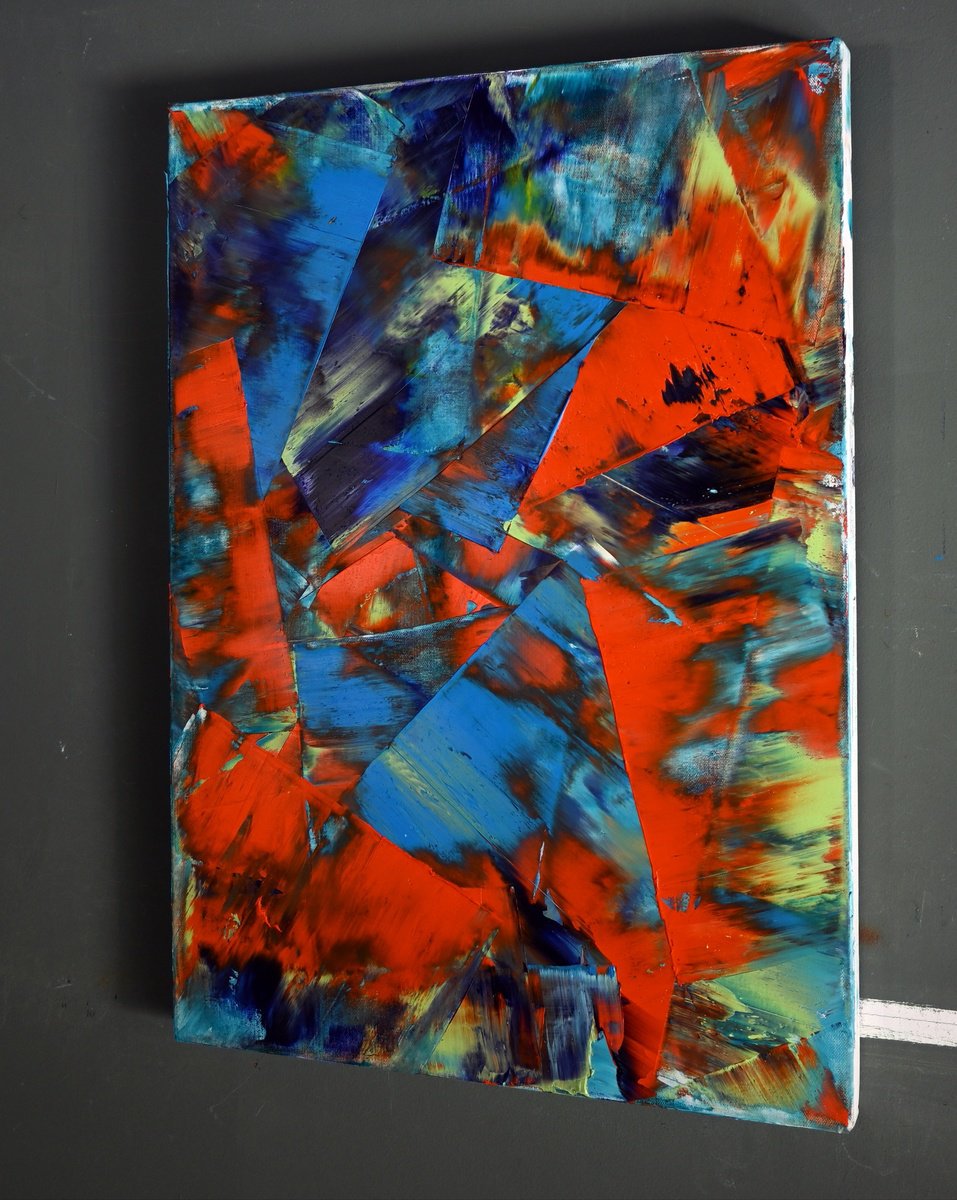 Geometric Abstract Oil Painting By Giuseppe Pastore, 20 X 28, Situazione Attuale, Original Artwork