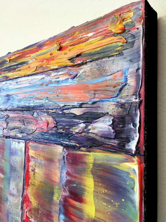 "All Structures Are Unstable" - Original Highly Textured PMS Abstract Oil Painting On Canvas - 36" x 18"