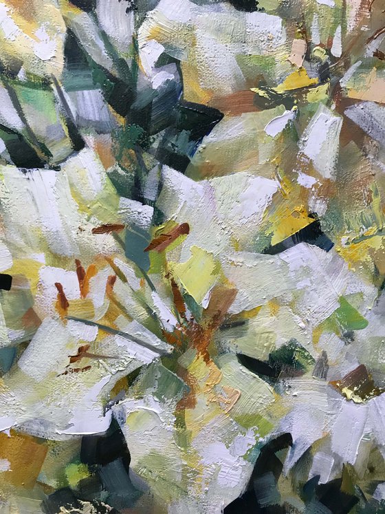 Yellow flowers. 3. one of a kind, handmade artwork, original painting.